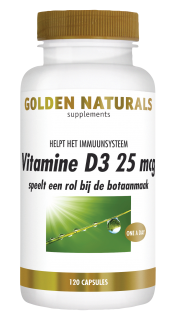 Golden Naturals Vitamine D3 25mcg. 1000 i.e. 120 caps.