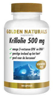 Golden Naturals Krillolie 500 mg 180 caps.