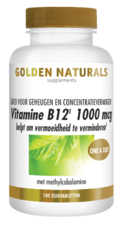 Golden Naturals Vitamine B12 1000 mcg 100 veganistische zuigtabletten