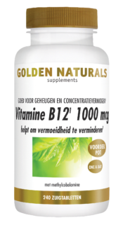 Golden Naturals Vitamine B12 1000 mcg 240 veganistische zuigtabletten