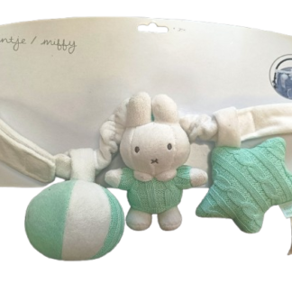 Nijntje Autostoelspeeltje gebreid mintgroen/wit